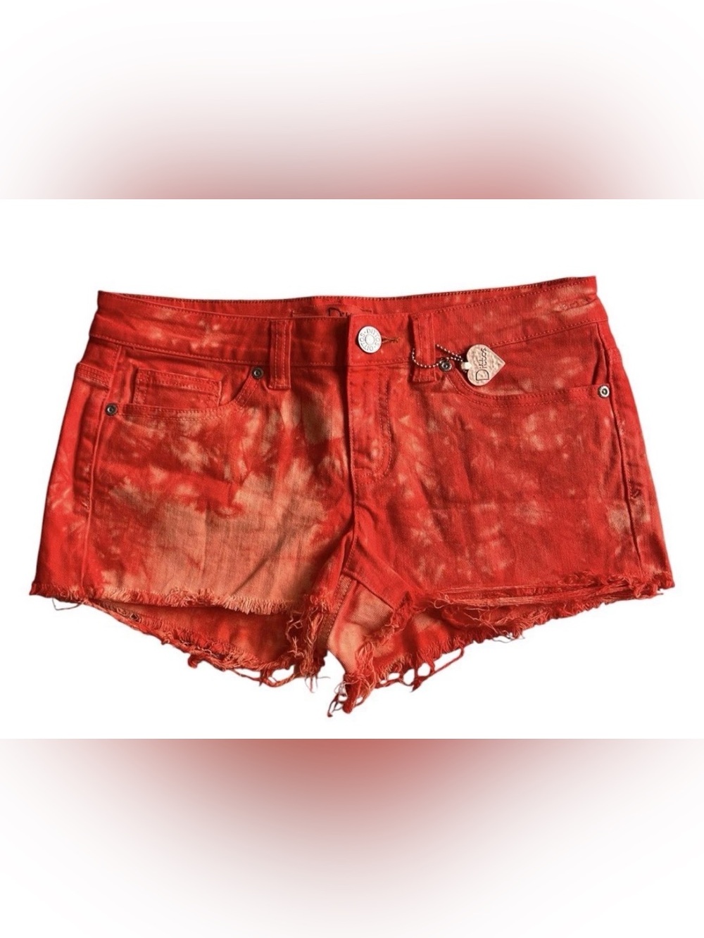 Dittos Women's Red Tie-Dye Distressed Denim Shorts